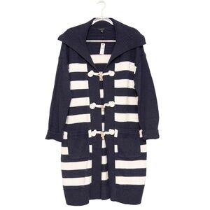 Talbots Navy And White Stripe Full Length Sweater Jacket NEW!! Orig $198!